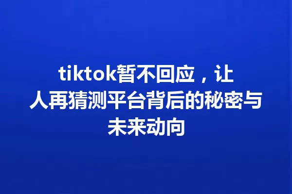 tiktok暂不回应,让人再猜测平台背后的秘密与未来动向 一