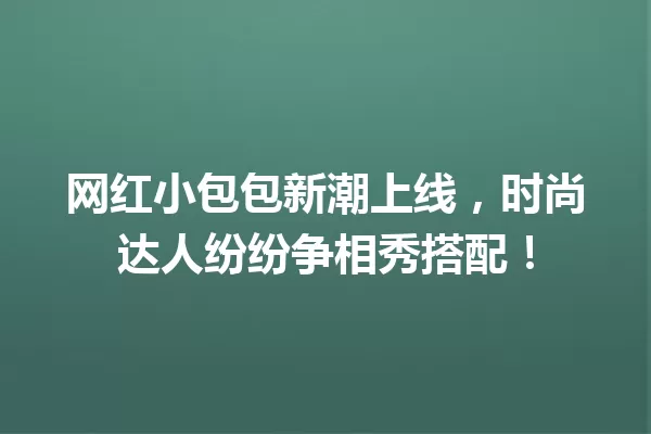 网红小包包新潮上线,时尚达人纷纷争相秀搭配! 一