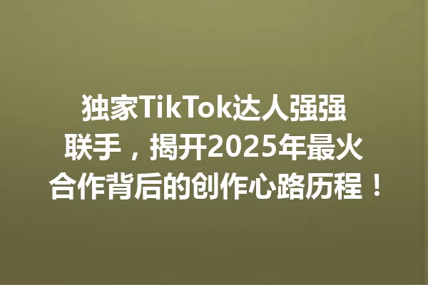 独家TikTok达人强强联手,揭开2025年最火合作背后的创作心路历程! 二