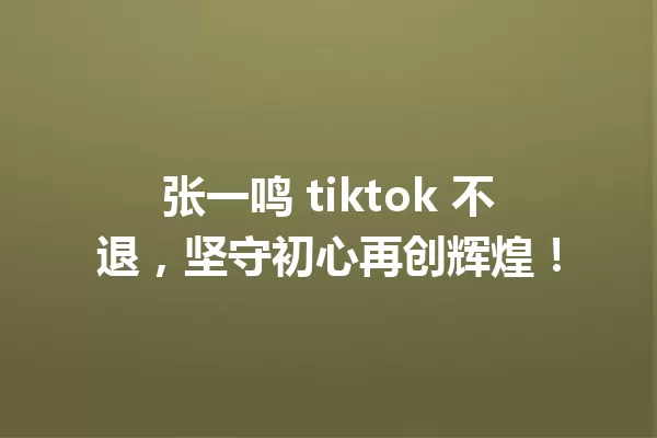 张一鸣 tiktok 不退,坚守初心再创辉煌! 一