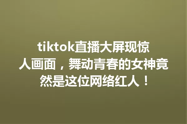 tiktok直播大屏现惊人画面,舞动青春的女神竟然是这位网络红人! 二