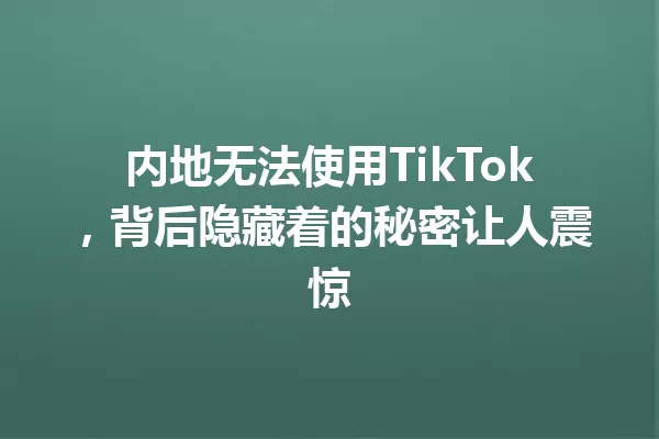 内地无法使用TikTok,背后隐藏着的秘密让人震惊 一