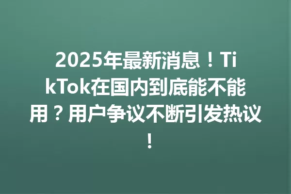 2025年最新消息！TikTok在国内到底能不能用？用户争议不断引发热议！ 二