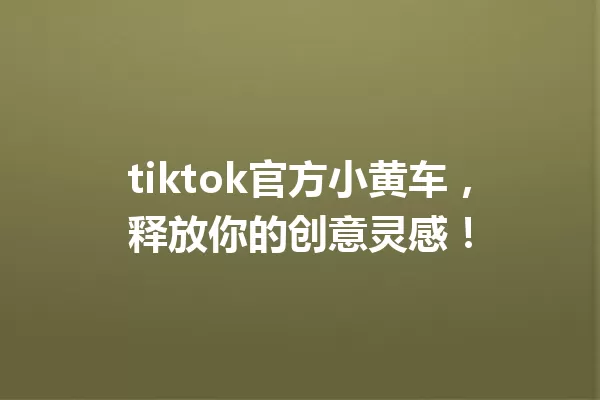 tiktok官方小黄车,释放你的创意灵感! 一
