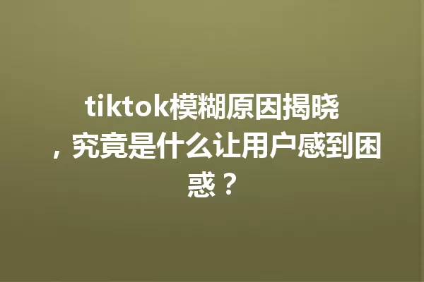 tiktok模糊原因揭晓,究竟是什么让用户感到困惑? 一