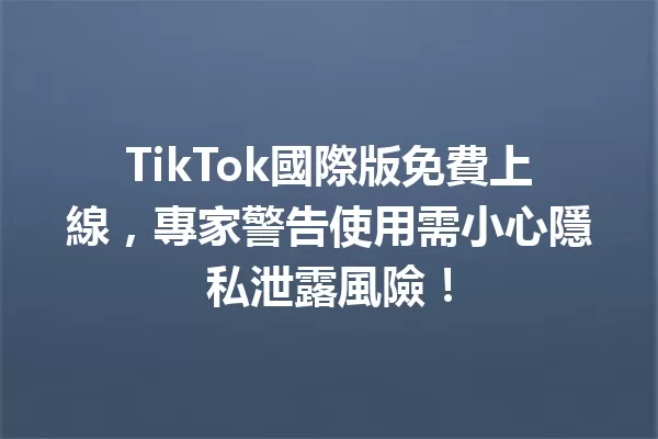 TikTok國際版免費上線,專家警告使用需小心隱私泄露風險! 二