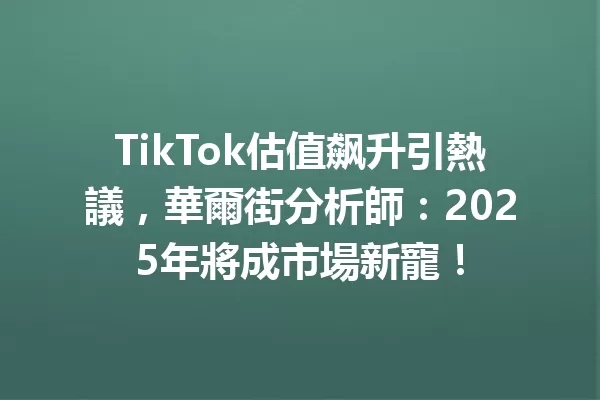 TikTok估值飙升引熱議,華爾街分析師:2025年將成市場新寵! 二