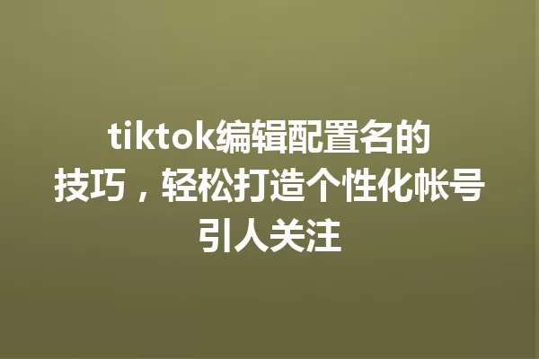 tiktok编辑配置名的技巧,轻松打造个性化帐号引人关注 一