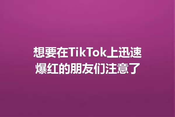 想要在TikTok上迅速爆红的朋友们注意了 二