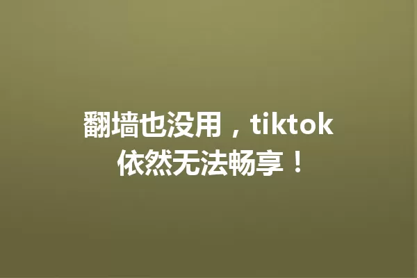 翻墙也没用,tiktok依然无法畅享! 一