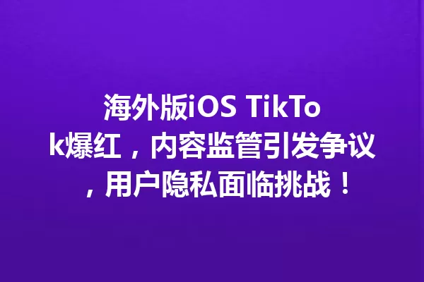 海外版iOS TikTok爆红,内容监管引发争议,用户隐私面临挑战! 一