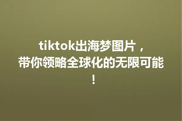 tiktok出海梦图片,带你领略全球化的无限可能! 一