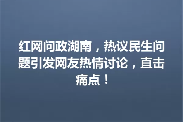 红网问政湖南,热议民生问题引发网友热情讨论,直击痛点! 一