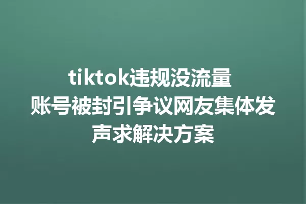tiktok违规没流量 账号被封引争议网友集体发声求解决方案 一