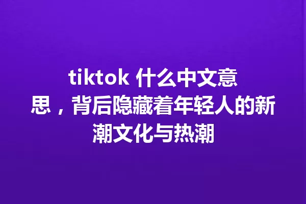 tiktok 什么中文意思,背后隐藏着年轻人的新潮文化与热潮 一