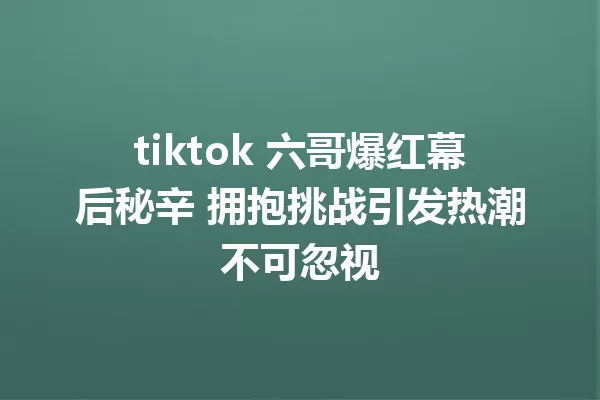 tiktok 六哥爆红幕后秘辛 拥抱挑战引发热潮不可忽视 一