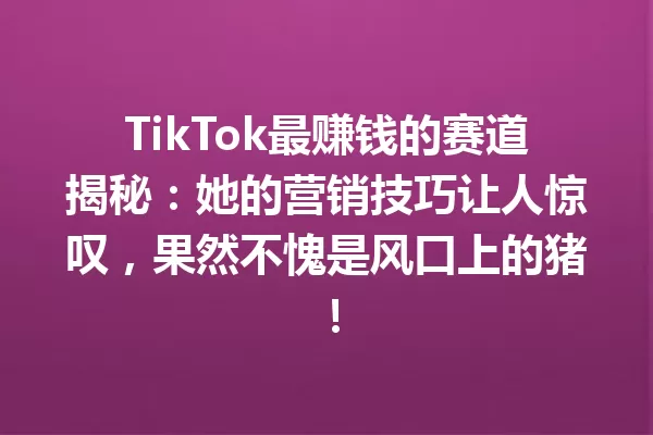 TikTok最赚钱的赛道揭秘:她的营销技巧让人惊叹,果然不愧是风口上的猪! 一