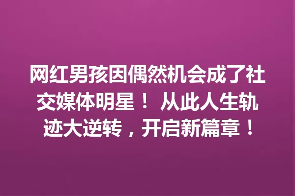 网红男孩因偶然机会成了社交媒体明星! 从此人生轨迹大逆转,开启新篇章! 一