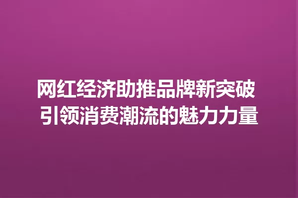网红经济助推品牌新突破 引领消费潮流的魅力力量 一
