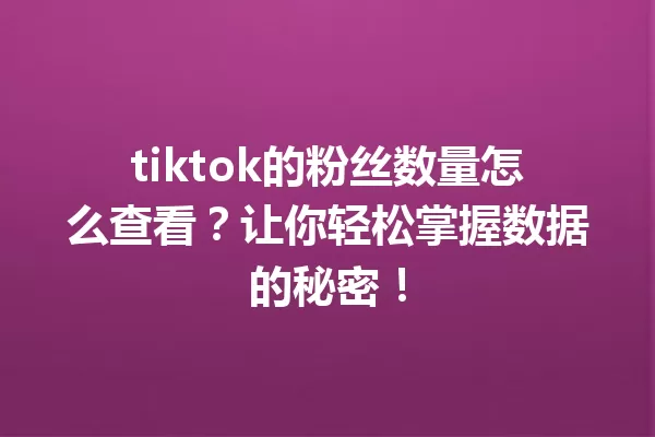 tiktok的粉丝数量怎么查看?让你轻松掌握数据的秘密! 一