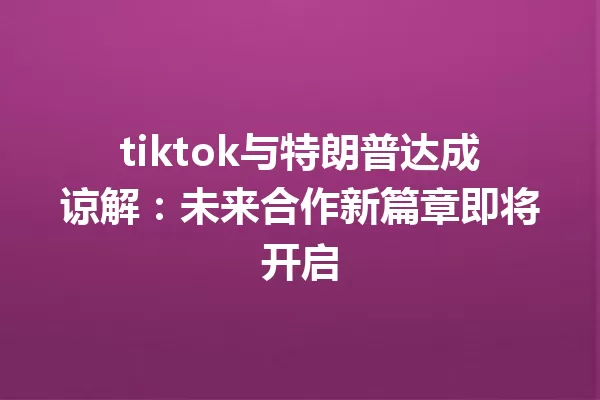 tiktok与特朗普达成谅解:未来合作新篇章即将开启 一