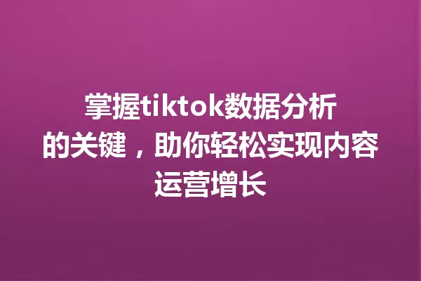 掌握tiktok数据分析的关键,助你轻松实现内容运营增长 二