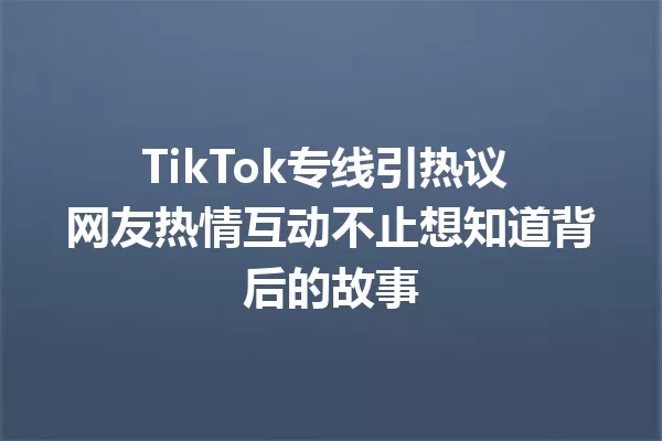 TikTok专线引热议 网友热情互动不止想知道背后的故事 二