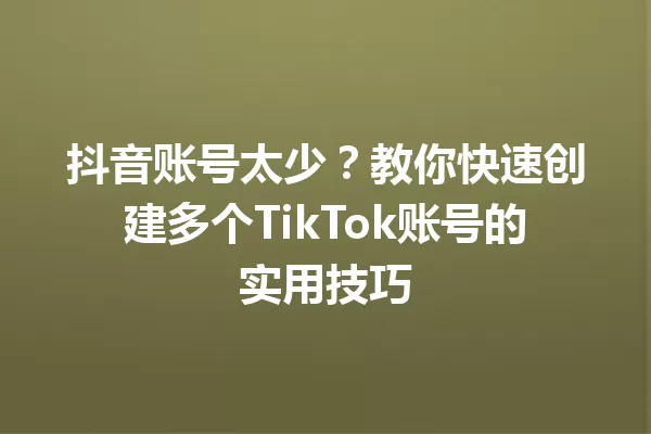 抖音账号太少?教你快速创建多个TikTok账号的实用技巧 二