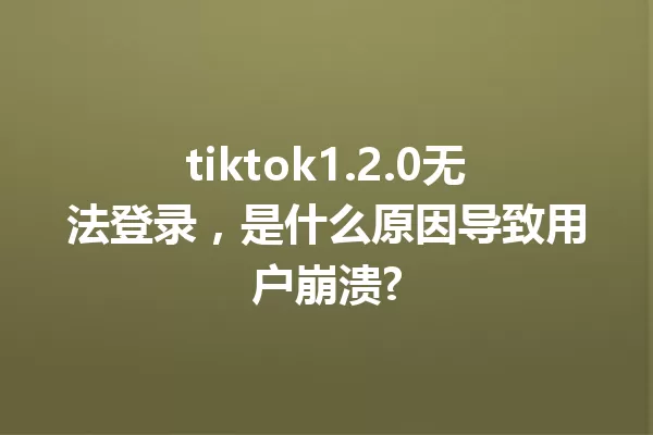 tiktok1.2.0无法登录,是什么原因导致用户崩溃? 一