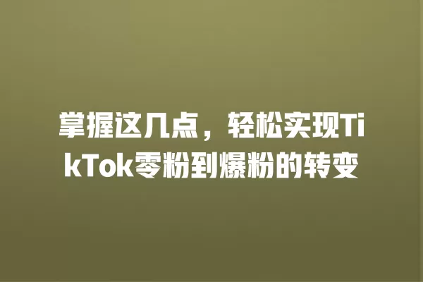 掌握这几点,轻松实现TikTok零粉到爆粉的转变 一