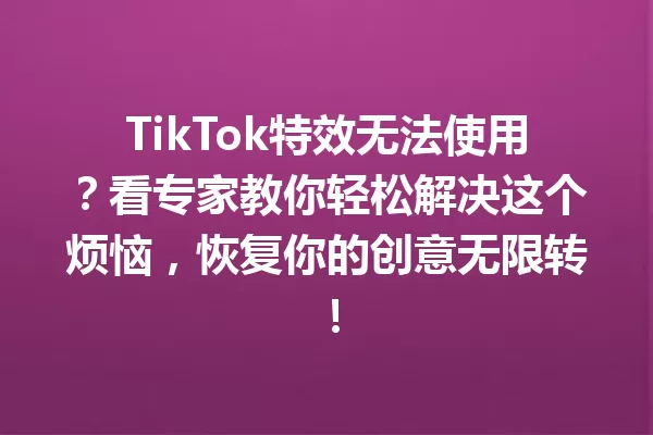 TikTok特效无法使用?看专家教你轻松解决这个烦恼,恢复你的创意无限转! 一