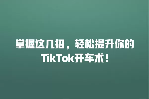 掌握这几招，轻松提升你的TikTok开车术！ 一