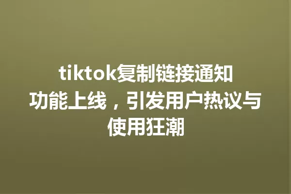 tiktok复制链接通知功能上线，引发用户热议与使用狂潮 一