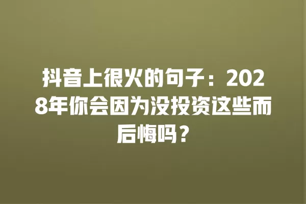 抖音上很火的句子:2028年你会因为没投资这些而后悔吗? 一