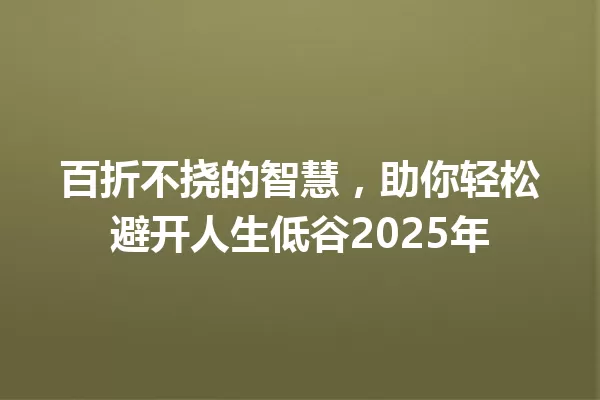 百折不挠的智慧,助你轻松避开人生低谷2025年 一