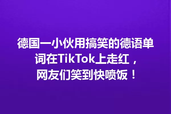 德国一小伙用搞笑的德语单词在TikTok上走红,网友们笑到快喷饭! 一