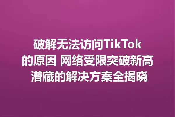 破解无法访问TikTok的原因 网络受限突破新高 潜藏的解决方案全揭晓 一
