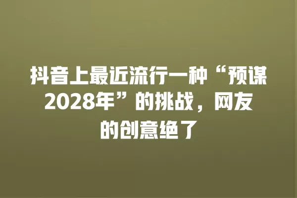 抖音上最近流行一种“预谋2028年”的挑战,网友的创意绝了 一