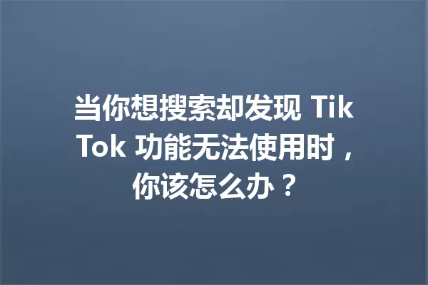 当你想搜索却发现 TikTok 功能无法使用时，你该怎么办？ 一