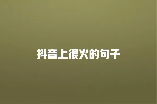 抖音上很火的句子 一