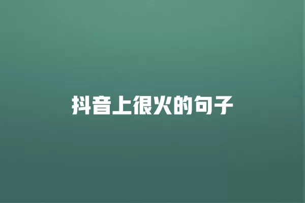 抖音上很火的句子 一