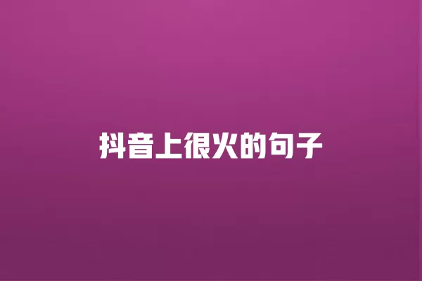 抖音上很火的句子 一