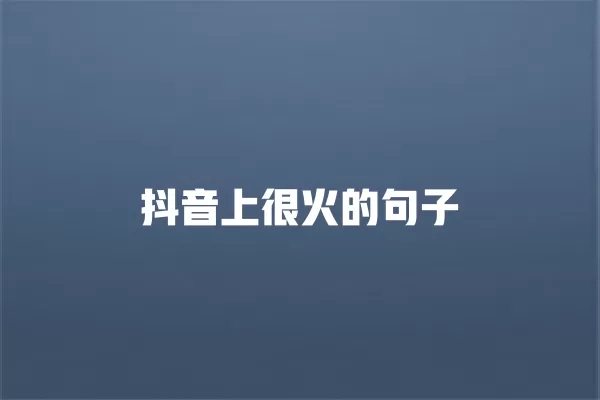 抖音上很火的句子 一