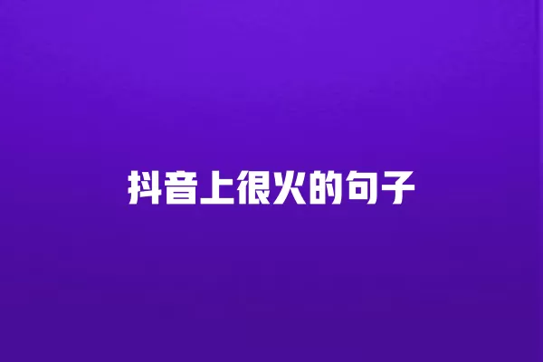 抖音上很火的句子 一