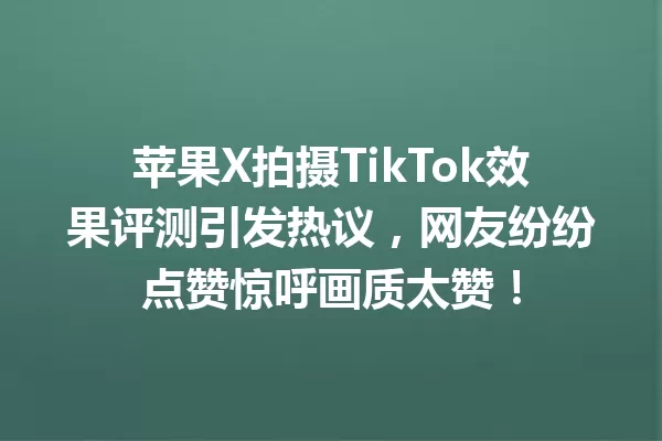 苹果X拍摄TikTok效果评测引发热议,网友纷纷点赞惊呼画质太赞! 一