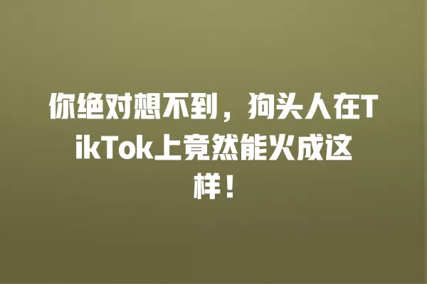 你绝对想不到，狗头人在TikTok上竟然能火成这样！ 一