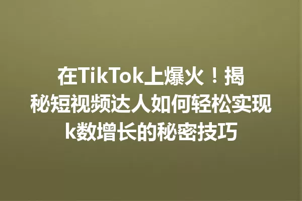 在TikTok上爆火!揭秘短视频达人如何轻松实现k数增长的秘密技巧 一