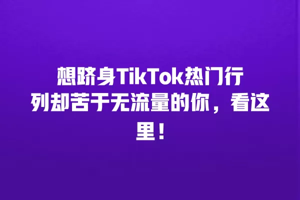 想跻身TikTok热门行列却苦于无流量的你,看这里! 一