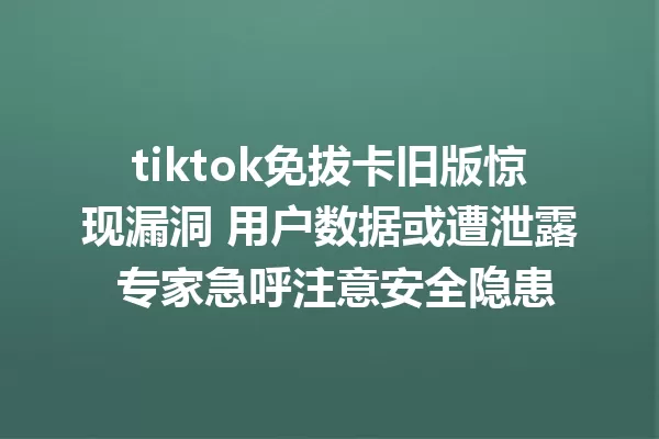 tiktok免拔卡旧版惊现漏洞 用户数据或遭泄露 专家急呼注意安全隐患 一