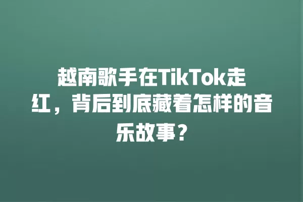 越南歌手在TikTok走红,背后到底藏着怎样的音乐故事? 一